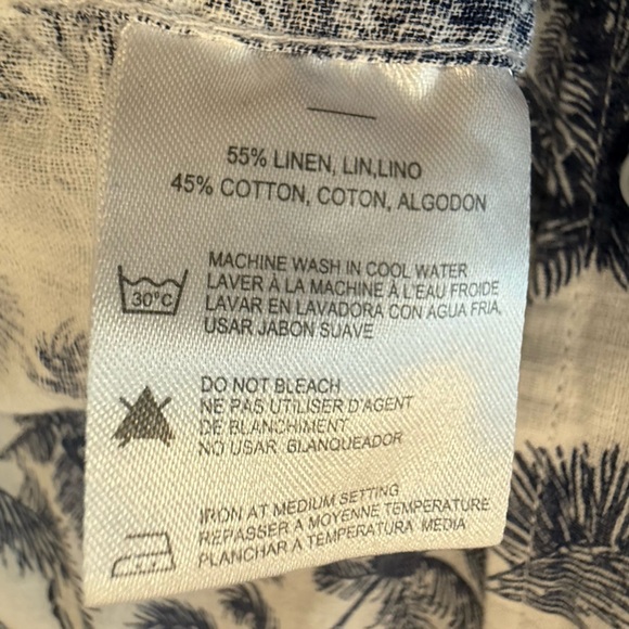 Heritage Blue Floral Men's Shirt Linen Blend Size XL - Picture 4 of 5